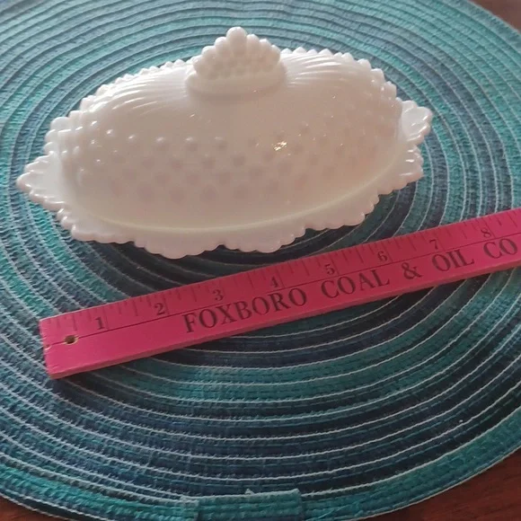 Fenton Hobnail Milk Glass Butter Dish With Lid - Picture 2 of 4